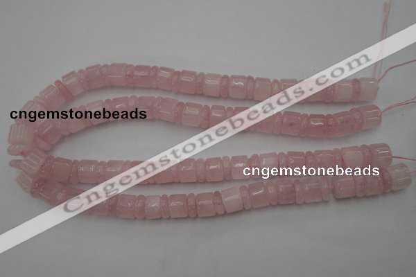 CRB149 15.5 inches 6*12mm & 10*12mm rondelle rose quartz beads