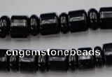 CRB151 15.5 inches 6*12mm & 10*12mm rondelle black agate beads