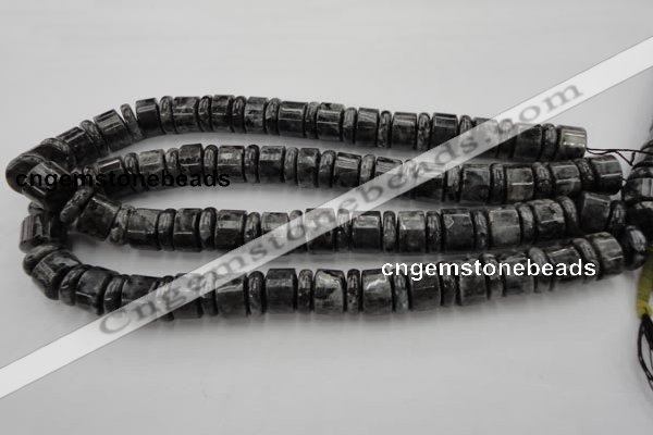 CRB160 15.5 inches 5*14mm & 10*14mm rondelle black labradorite beads