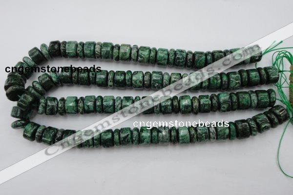 CRB162 15.5 inches 5*14mm & 10*14mm rondelle green picture jasper beads