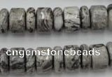 CRB163 15.5 inches 5*14mm & 10*14mm rondelle grey picture jasper beads