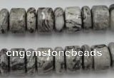 CRB163 15.5 inches 5*14mm & 10*14mm rondelle grey picture jasper beads