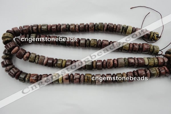 CRB176 15.5 inches 4*12mm – 8*12mm rondelle red artistic jasper beads