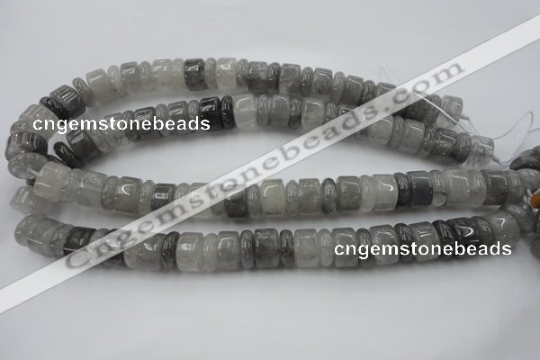 CRB180 15.5 inches 5*14mm – 10*14mm rondelle cloudy quartz beads