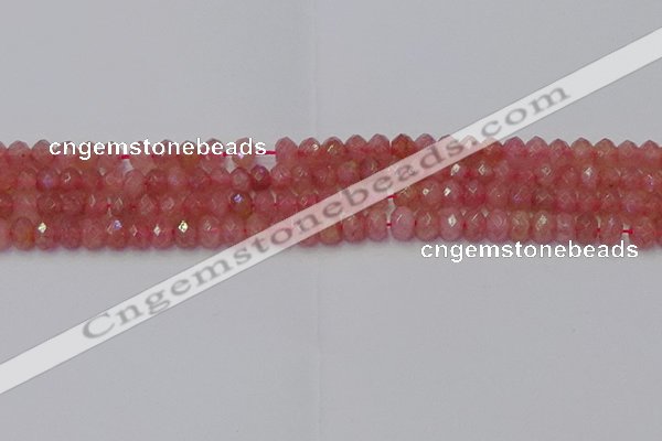 CRB1800 15.5 inches 4*6mm faceted rondelle strawberry quartz beads