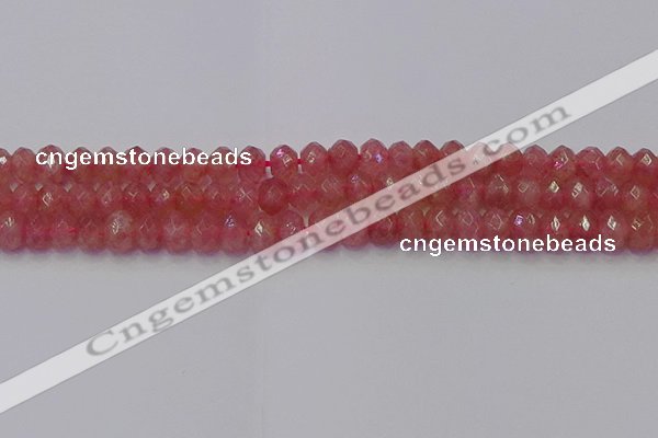 CRB1801 15.5 inches 5*8mm faceted rondelle strawberry quartz beads