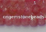 CRB1802 15.5 inches 6*10mm faceted rondelle strawberry quartz beads