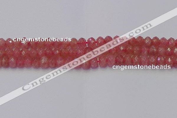 CRB1802 15.5 inches 6*10mm faceted rondelle strawberry quartz beads