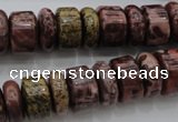 CRB181 15.5 inches 5*14mm – 10*14mm rondelle red artistic jasper beads