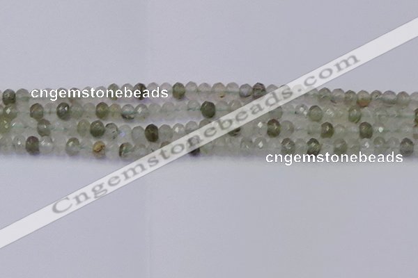 CRB1812 15.5 inches 4*6mm faceted rondelle green rutilated quartz beads