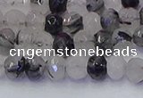 CRB1816 15.5 inches 4*6mm faceted rondelle black rutilated quartz beads