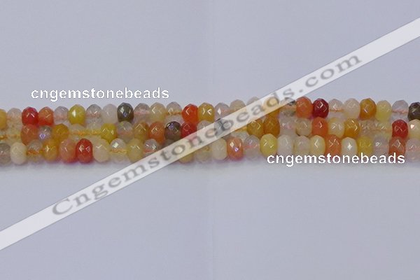 CRB1820 15.5 inches 4*6mm faceted rondelle mixed rutilated quartz beads