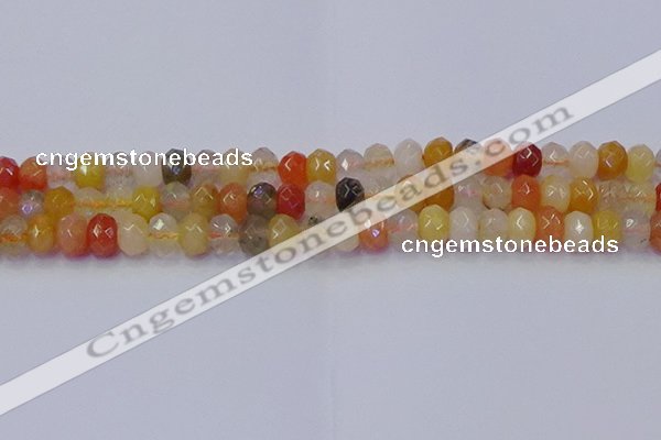 CRB1821 15.5 inches 5*8mm faceted rondelle mixed rutilated quartz beads