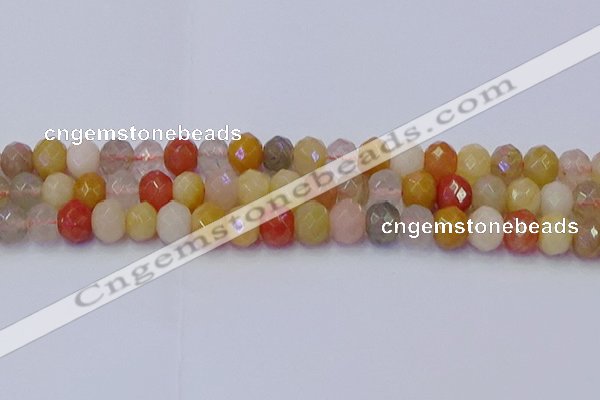 CRB1822 15.5 inches 6*10mm faceted rondelle mixed rutilated quartz beads