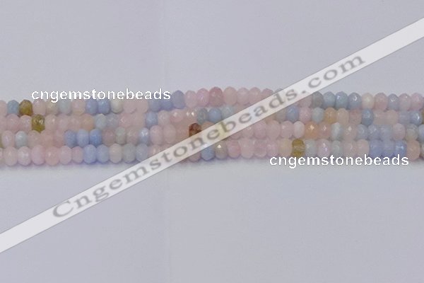 CRB1828 15.5 inches 4*6mm faceted rondelle morganite beads