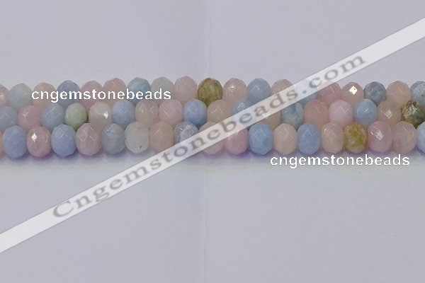 CRB1830 15.5 inches 6*10mm faceted rondelle morganite beads