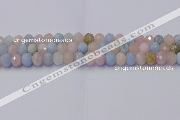 CRB1830 15.5 inches 6*10mm faceted rondelle morganite beads