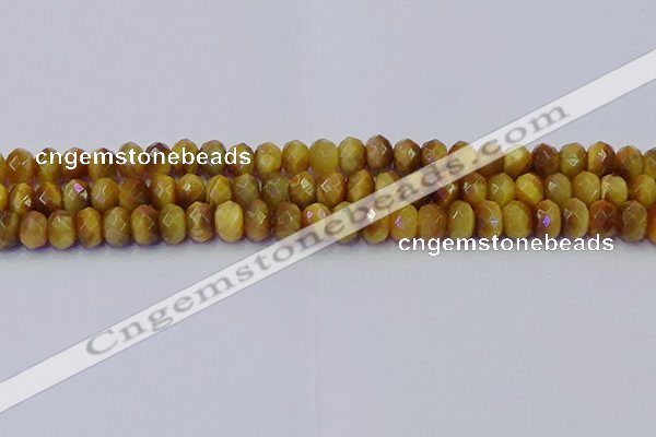 CRB1837 15.5 inches 5*8mm faceted rondelle golden tiger eye beads