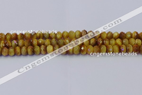 CRB1838 15.5 inches 6*10mm faceted rondelle golden tiger eye beads