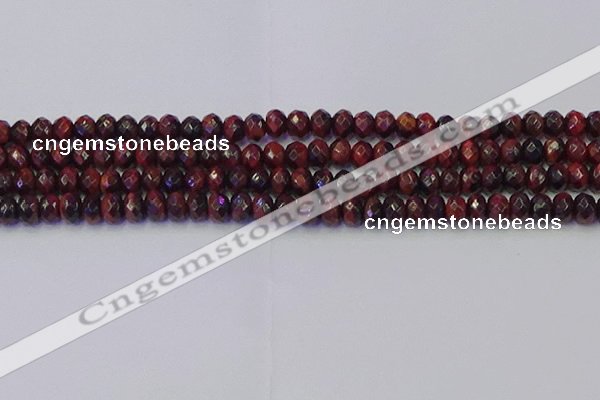 CRB1845 15.5 inches 5*8mm faceted rondelle red tiger eye beads