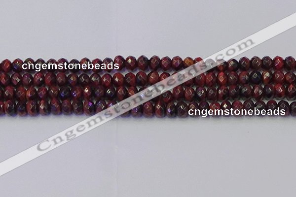 CRB1846 15.5 inches 6*10mm faceted rondelle red tiger eye beads