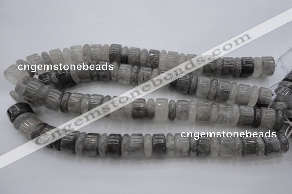 CRB189 15.5 inches 6*16mm – 10*16mm rondelle cloudy quartz beads