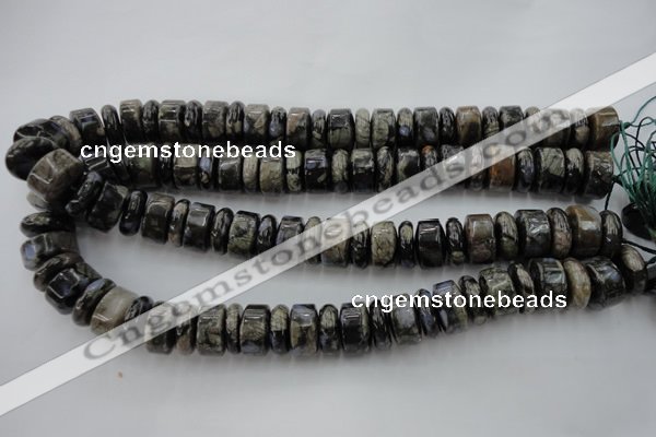 CRB190 15.5 inches 6*16mm – 10*16mm rondelle grey opal gemstone beads