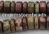 CRB191 15.5 inches 6*16mm – 10*16mm rondelle red artistic jasper beads