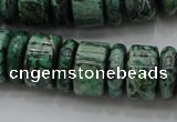 CRB192 15.5 inches 6*16mm – 10*16mm rondelle green picture jasper beads