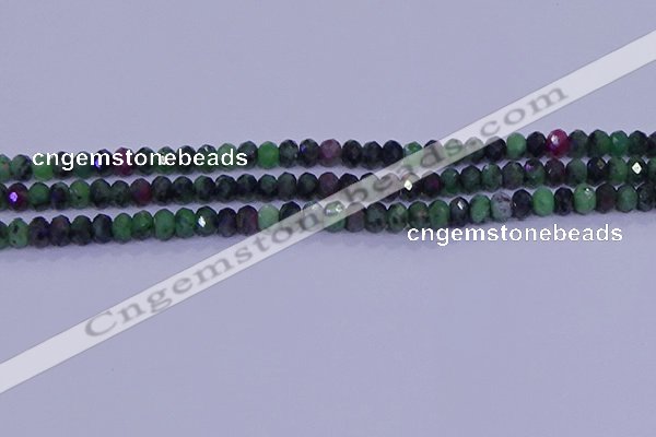 CRB1925 15.5 inches 2.5*4mm faceted rondelle ruby zoisite beads