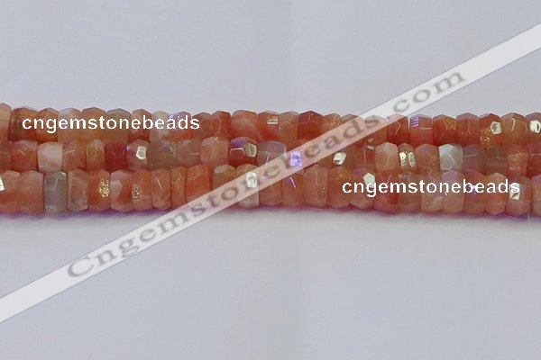 CRB1933 15.5 inches 6*12mm faceted rondelle sunstone beads