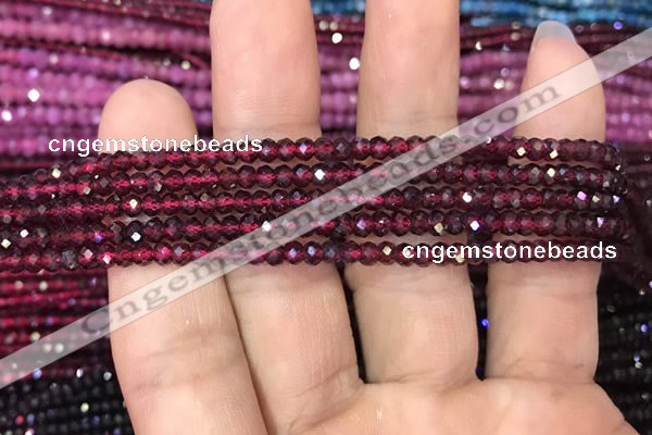 CRB1938 15.5 inches 2*3mm faceted rondelle red garnet gemstone beads
