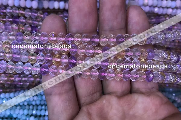 CRB1943 15.5 inches 4*6mm faceted rondelle ametrine beads