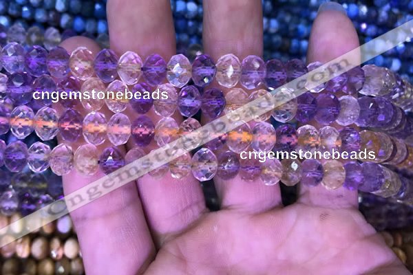 CRB1944 15.5 inches 6*8mm faceted rondelle ametrine beads