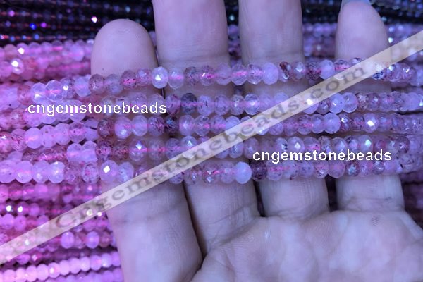 CRB1955 15.5 inches 3.5*5mm faceted rondelle strawberry quartz beads