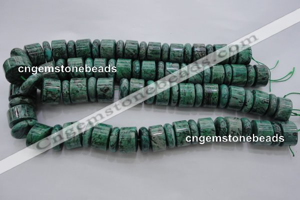 CRB197 15.5 inches 6*18mm – 13*18mm rondelle green picture jasper beads