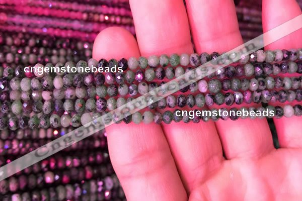 CRB1975 15.5 inches 3*4mm faceted rondelle ruby zoisite beads