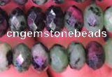 CRB1977 15.5 inches 5*8mm faceted rondelle ruby zoisite beads