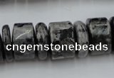 CRB204 15.5 inches 6*18mm - 13*18mm rondelle black labradorite beads