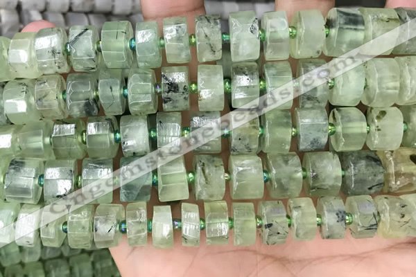 CRB2043 15.5 inches 12mm - 13mm faceted tyre prehnite beads