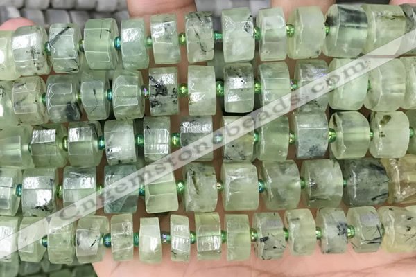 CRB2044 15.5 inches 13mm - 14mm faceted tyre prehnite beads