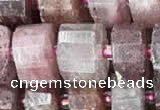 CRB2061 15.5 inches 9mm - 10mm faceted tyre strawberry quartz beads