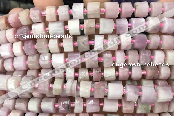 CRB2066 15.5 inches 9mm - 10mm faceted tyre kunzite gemstone beads