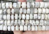 CRB2082 15.5 inches 11mm - 12mm faceted tyre grey moonstone beads