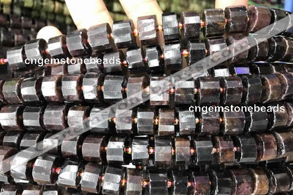CRB2096 15.5 inches 9mm - 10mm faceted tyre orange garnet beads