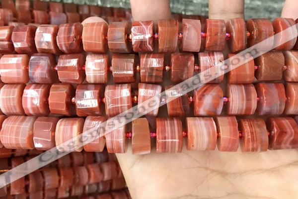 CRB2108 15.5 inches 12mm - 13mm faceted tyre south red agate beads