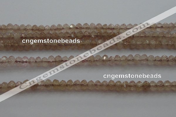 CRB211 15.5 inches 3*4mm faceted rondelle strawberry quartz beads