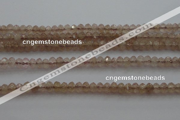 CRB211 15.5 inches 3*4mm faceted rondelle strawberry quartz beads