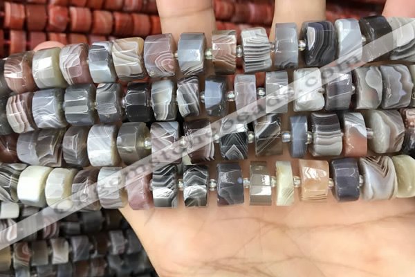 CRB2112 15.5 inches 11mm - 12mm faceted tyre Botswana agate beads