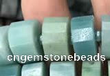 CRB2116 15.5 inches 9mm - 10mm faceted tyre amazonite beads